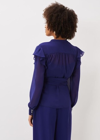 Phase Eight Avril Frill Wrap Co Ord Shirts Purple USA | 4693081-GR